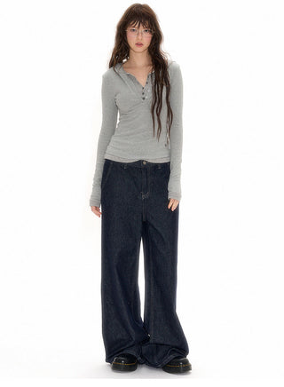 [NECY] Fake Two-Piece Long Sleeve Top