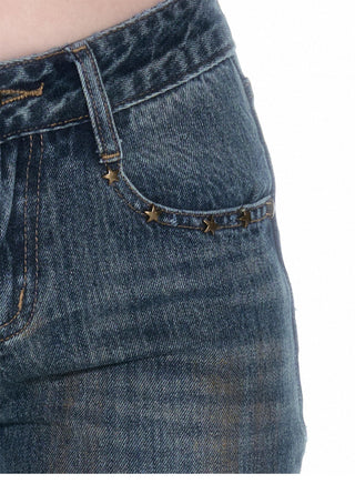 [NECY] Rivet Back Pocket Heart Lock Bootcut Jeans