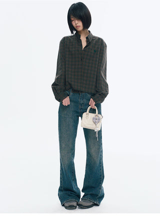 [NECY] Plaid Waist Elastic Slimming Pants