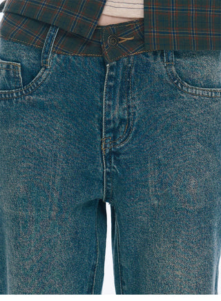 [NECY] Plaid Waist Elastic Slimming Pants