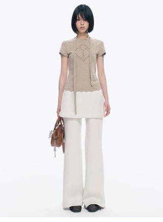 [NECY] Two-Color Skirted Leggings Casual Low Waist Pants