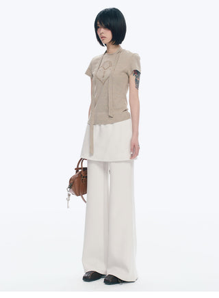 [NECY] Two-Color Skirted Leggings Casual Low Waist Pants