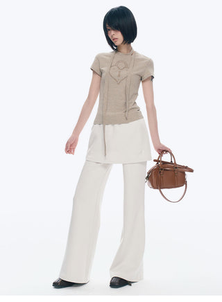 [NECY] Two-Color Skirted Leggings Casual Low Waist Pants