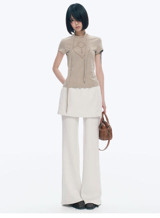 [NECY] Two-Color Skirted Leggings Casual Low Waist Pants