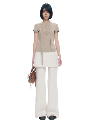 [NECY] Two-Color Skirted Leggings Casual Low Waist Pants