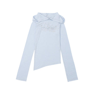 [NECY] Rhinestone Raglan Hooded Top