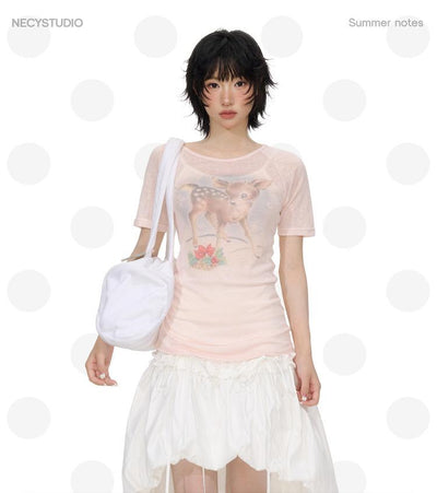 [NECY] deer print tee
