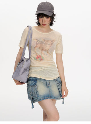 [NECY] deer print tee