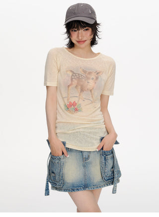 [NECY] deer print tee