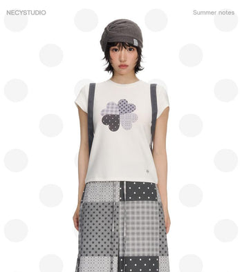 [NECY] clover plaid tee