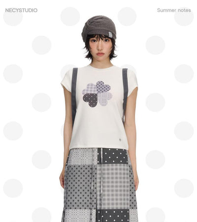 [NECY] clover plaid tee