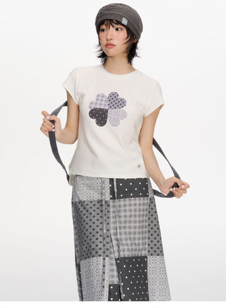 [NECY] clover plaid tee