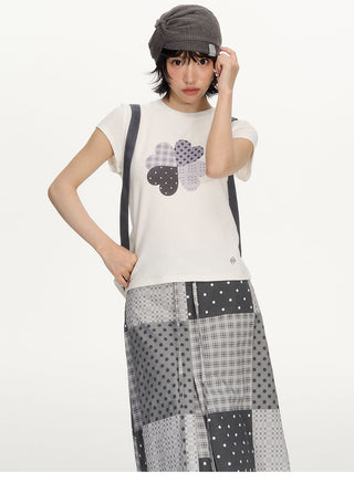 [NECY] clover plaid tee