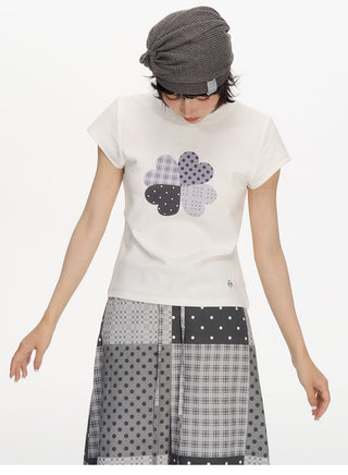 [NECY] clover plaid tee