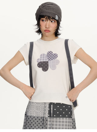 [NECY] clover plaid tee