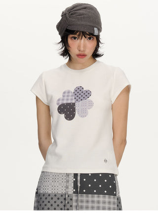 [NECY] clover plaid tee