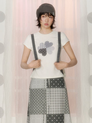 [NECY] clover plaid tee