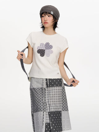 [NECY] clover plaid tee