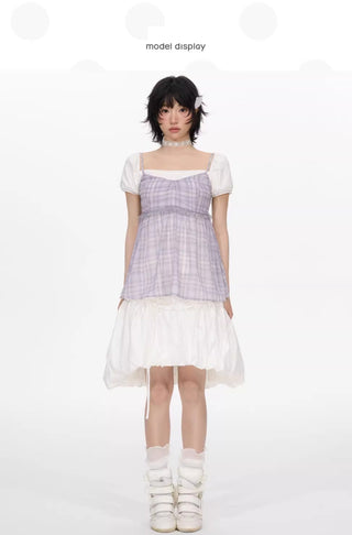 [NECY] plaid chiffon vest