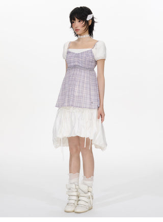 [NECY] plaid chiffon vest