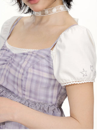 [NECY] plaid chiffon vest