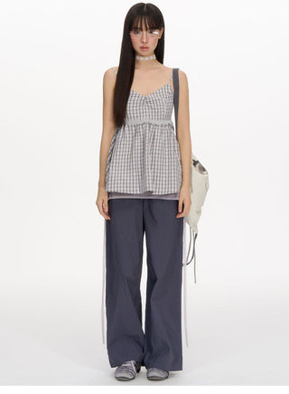 [NECY] plaid chiffon vest