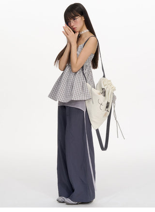 [NECY] plaid chiffon vest