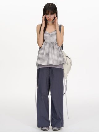 [NECY] plaid chiffon vest