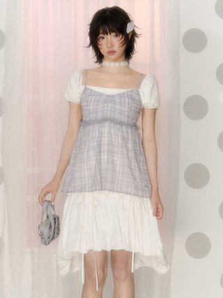 [NECY] plaid chiffon vest