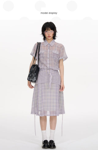 [NECY] plaid shirt dress