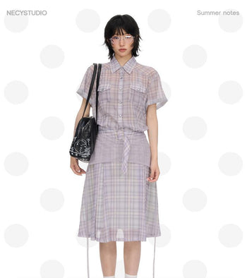 [NECY] plaid shirt dress