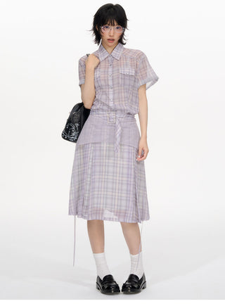 [NECY] plaid shirt dress