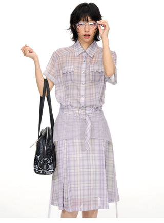 [NECY] plaid shirt dress