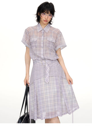 [NECY] plaid shirt dress