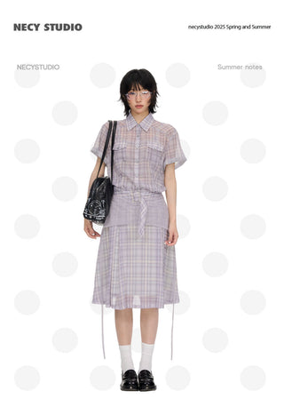 [NECY] plaid shirt dress