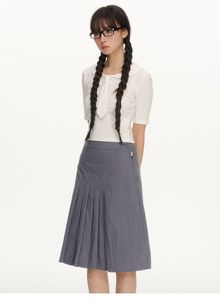 [NECY] pleated midi skirt
