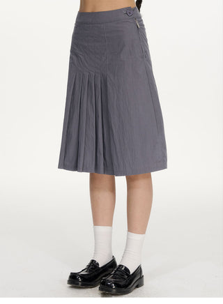 [NECY] pleated midi skirt