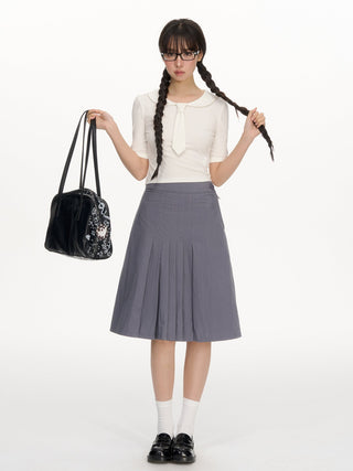 [NECY] pleated midi skirt
