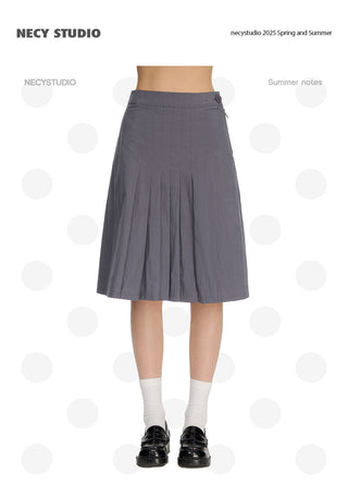 [NECY] pleated midi skirt