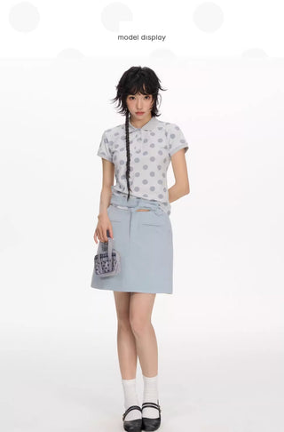 [NECY] blue bow skirt