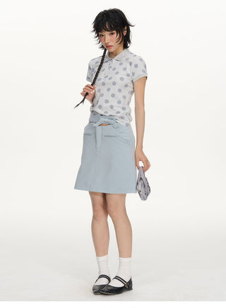 [NECY] blue bow skirt