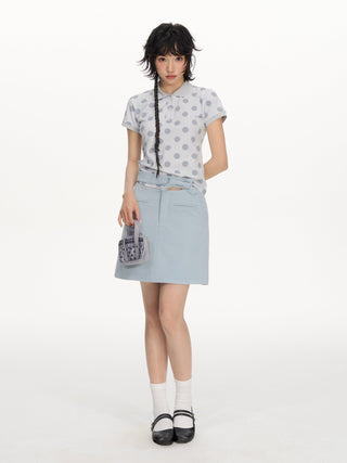 [NECY] blue bow skirt