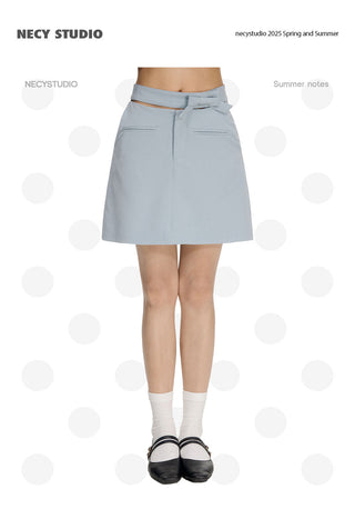 [NECY] blue bow skirt