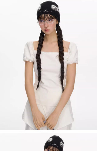 [NECY] rhinestone square shirt