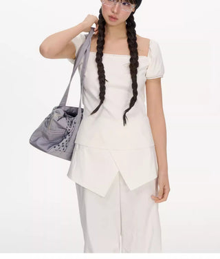 [NECY] rhinestone square shirt