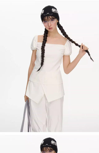 [NECY] rhinestone square shirt