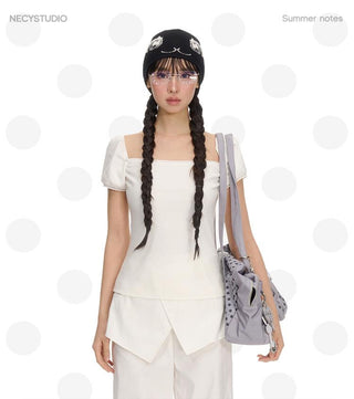 [NECY] rhinestone square shirt