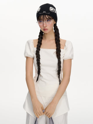 [NECY] rhinestone square shirt