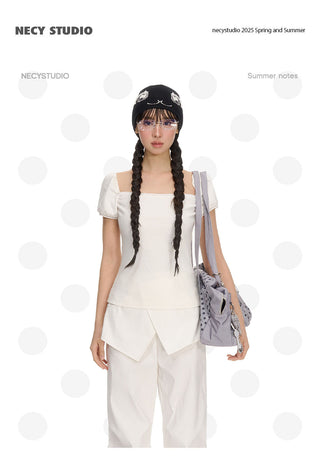 [NECY] rhinestone square shirt