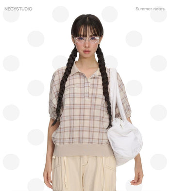 [NECY] plaid polo shirt